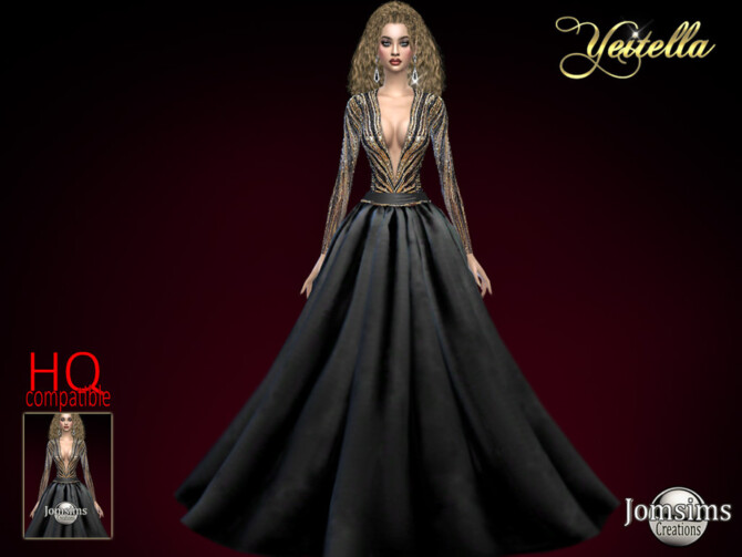 Sims 4 Yeitella gown by jomsims at TSR