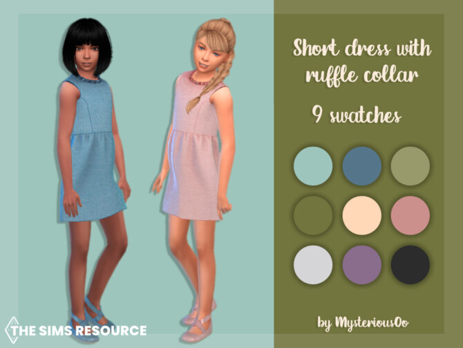 Sims 4 Short dress with ruffle collar by MysteriousOo at TSR