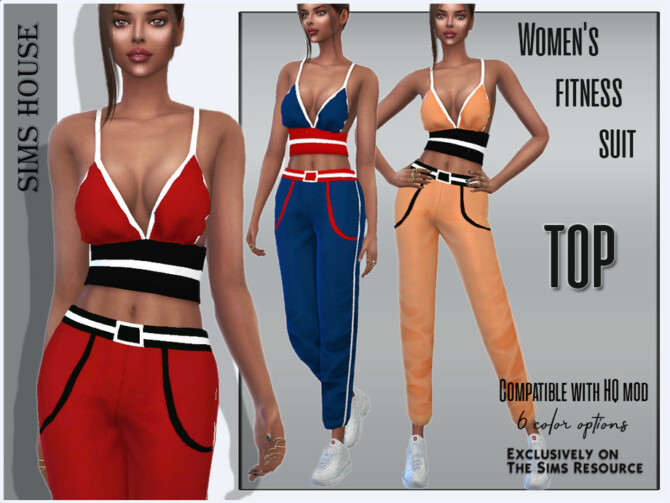 Sims 4 Womens fitness suit top by Sims House at TSR