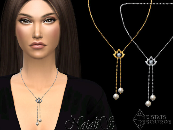 Sims 4 Lotus chain necklace by NataliS at TSR