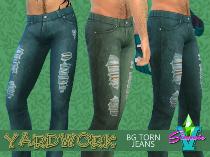 Sims 4 Yardwork BG Torn Jeans by SimmieV at TSR