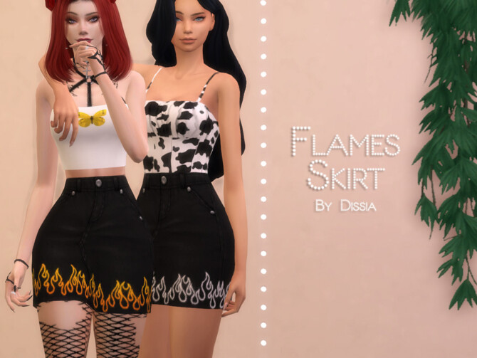 Sims 4 Flames Skirt by Dissia at TSR