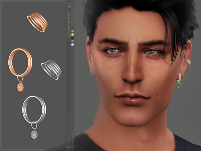 Sims 4 Colossus earrings Left by sugar owl at TSR