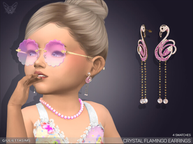 Crystal Flamingo Drop Earrings For Toddlers By Feyona