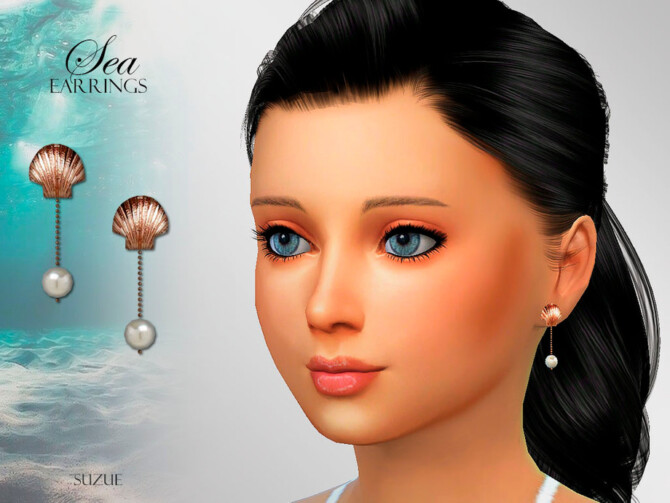 Sims 4 Sea Child Earrings by Suzue at TSR