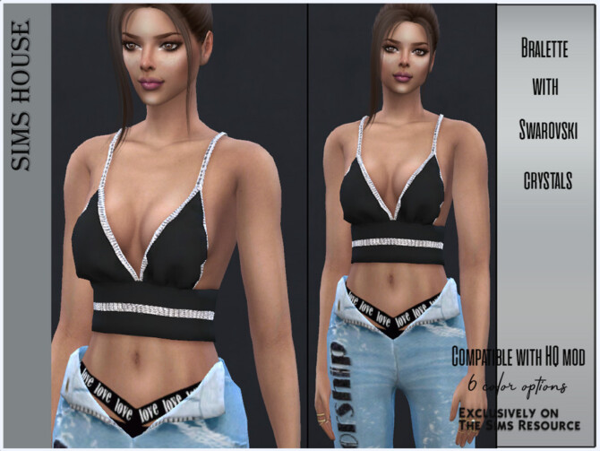 Sims 4 Bralette with Swarovski crystals by Sims House at TSR