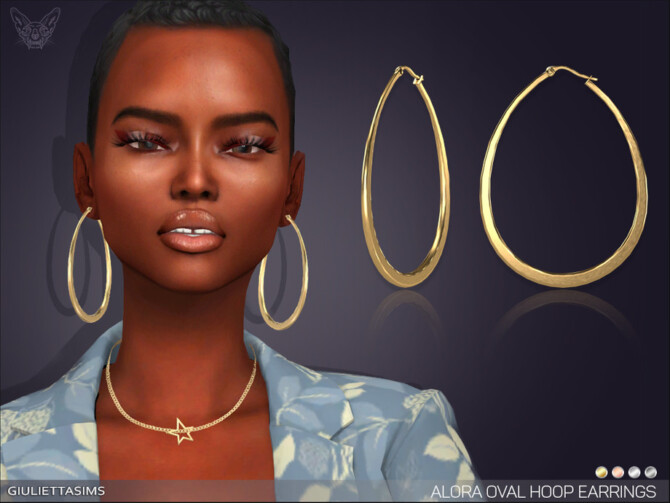 Sims 4 Alora Oval Hoop Earrings by feyona at TSR