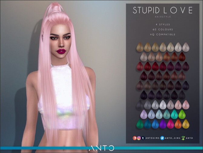 Sims 4 Stupid Love Hair by Anto at TSR