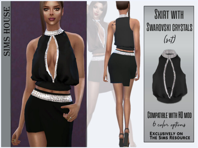 Sims 4 Blouse with Swarovski crystals (set) by Sims House at TSR
