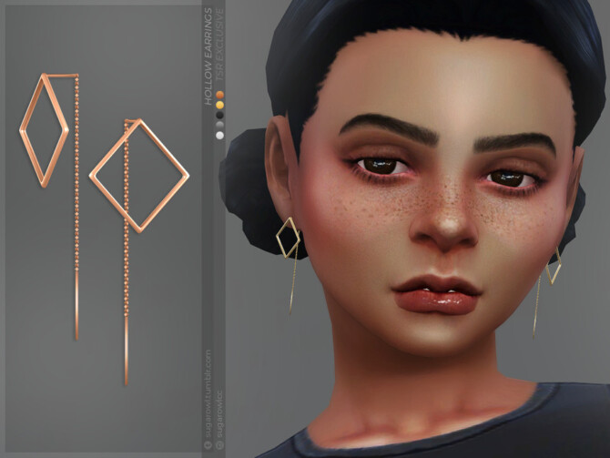 Sims 4 Hollow earrings | Kids version by sugar owl at TSR