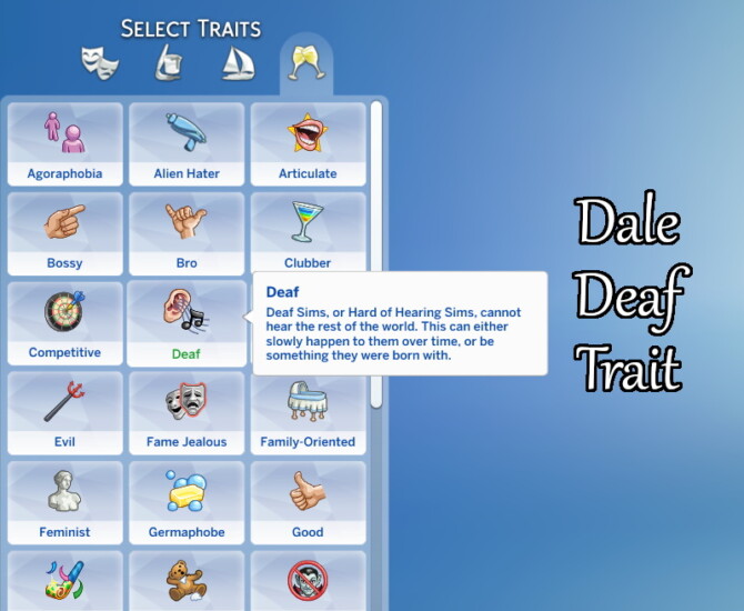 Sims 4 Dale Deaf Trait by DaleRune at Mod The Sims 4
