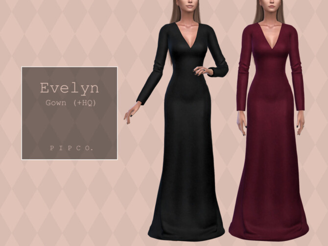 Sims 4 Evelyn Gown by Pipco at TSR