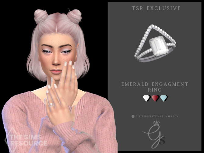 Sims 4 Emerald Engagement Ring by Glitterberryfly at TSR