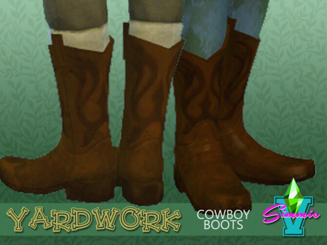 Sims 4 Yardwork Cowboy Boots by SimmieV at TSR