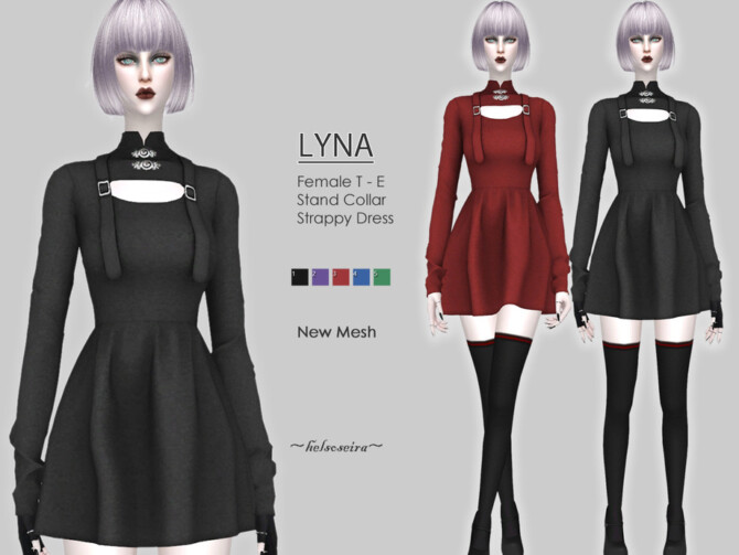 Sims 4 LYNA Gothic Mini Dress by Helsoseira at TSR