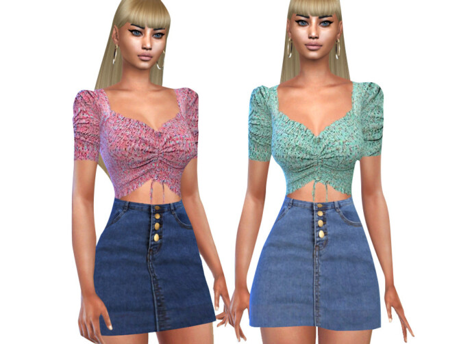 Sims 4 High Waisted Denim Skirts by Saliwa at TSR