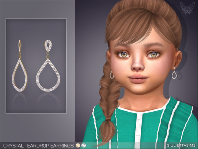 Sims 4 Crystal Teardrop Earrings For Toddlers by feyona at TSR
