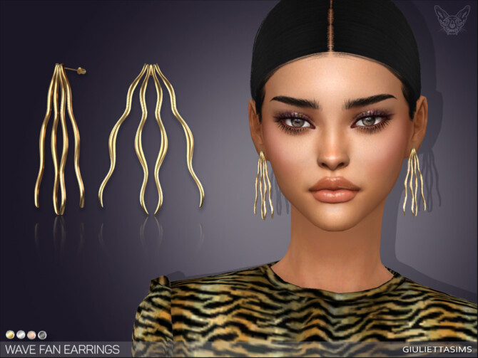 Sims 4 Wavy Fan Earrings by feyona at TSR