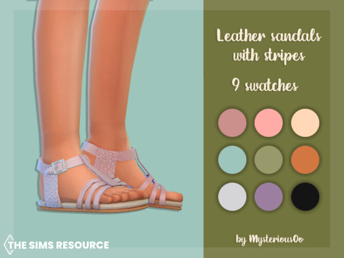 Sims 4 Leather sandals with stripes by MysteriousOo at TSR
