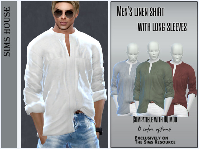 Men’s Linen Shirt With Long Sleeves By Sims House