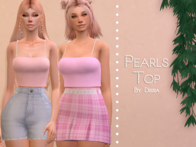 Sims 4 Pearls Top by Dissia at TSR