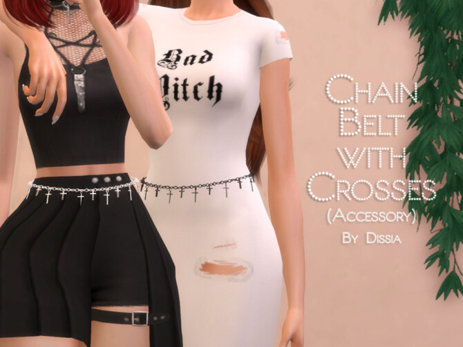 Sims 4 Chain Belt with Crosses (Acc) by Dissia at TSR