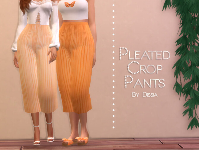 Sims 4 Pleated Crop Pants by Dissia at TSR