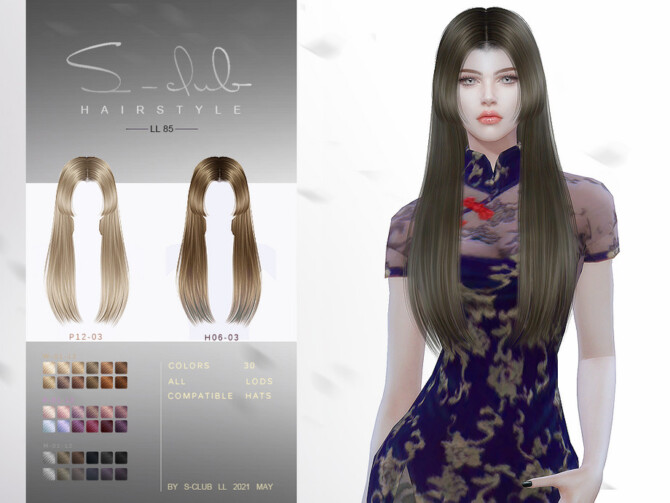 Sims 4 Asian hair style n85 by S Club LL at TSR