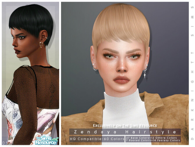 Sims 4 Zendaya Hairstyle by DarkNighTt at TSR