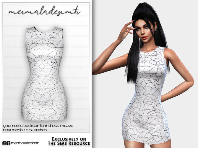 Sims 4 Geometric Bodycon Tank Dress MC226 by mermaladesimtr at TSR