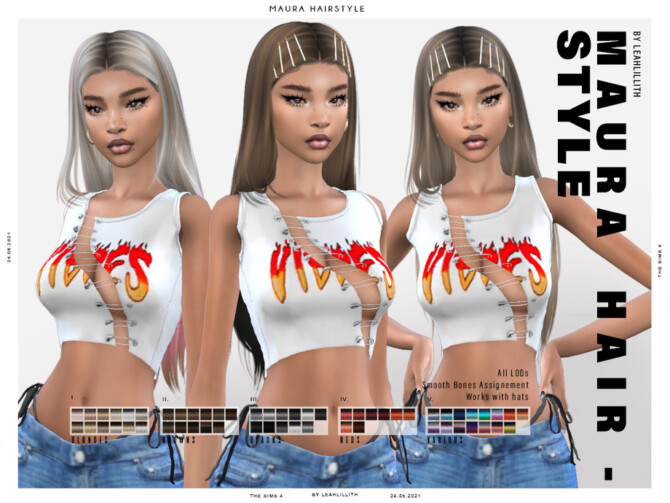 Sims 4 Maura Hairstyle by Leah Lillith at TSR