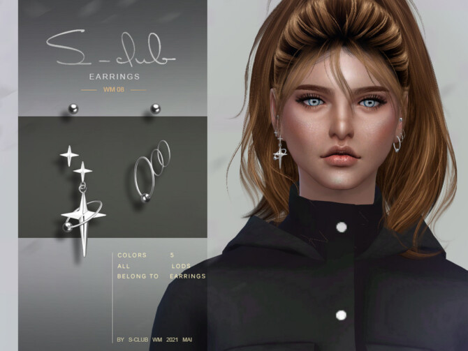 Sims 4 Earrings 202108 by S Club WM at TSR