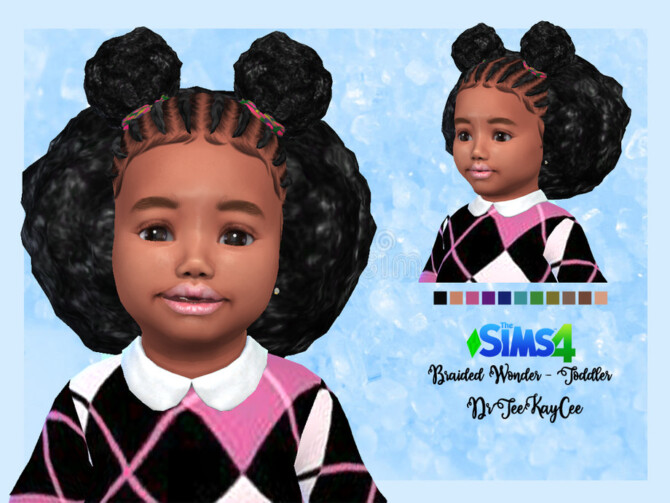 Sims 4 Braided Wonder Hair Toddler by drteekaycee at TSR