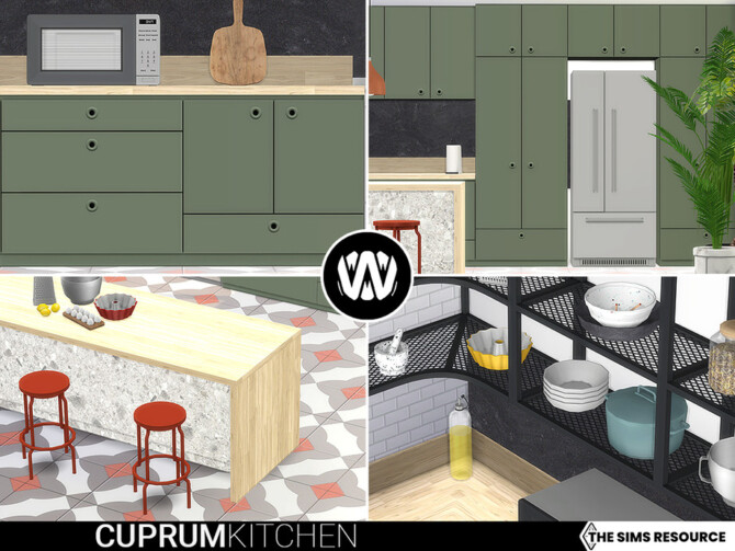 Sims 4 Cuprum Kitchen Surfaces by wondymoon at TSR
