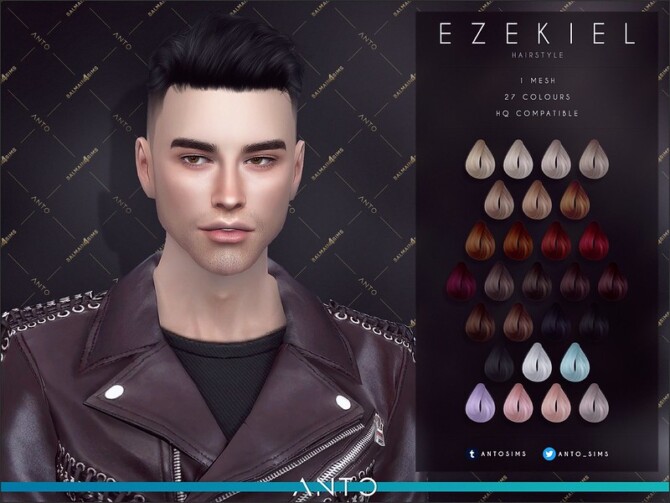 Sims 4 Ezekiel short hair with shaved sides by Anto at TSR