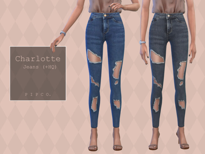 Sims 4 Charlotte Jeans (Ripped) by Pipco at TSR