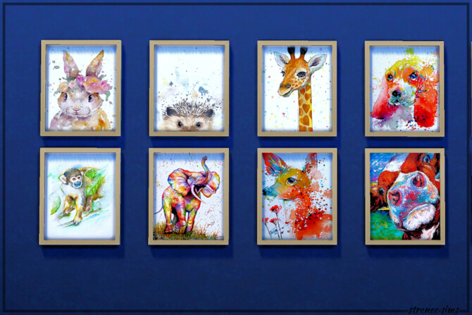 Sims 4 Watercolor Animal Prints Collection at Strenee Sims