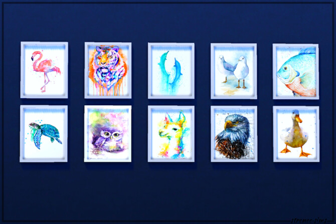 Sims 4 Watercolor Animal Prints Collection at Strenee Sims