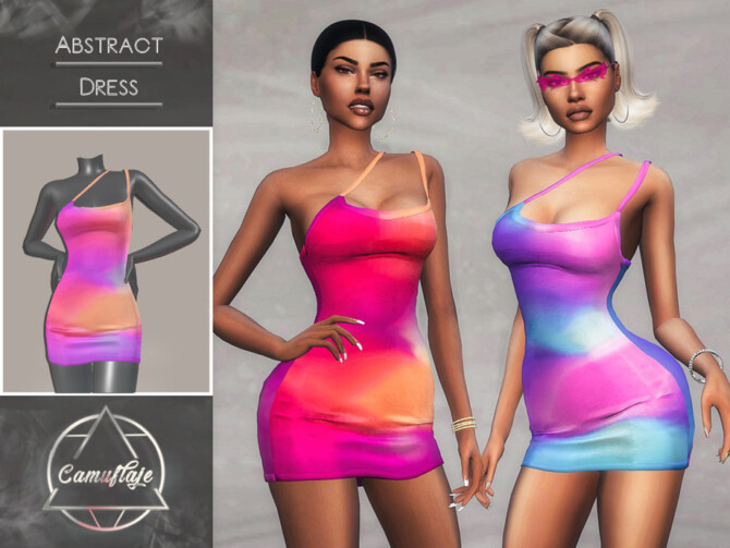 Sims 4 Abstract Short Dress by Camuflaje at TSR