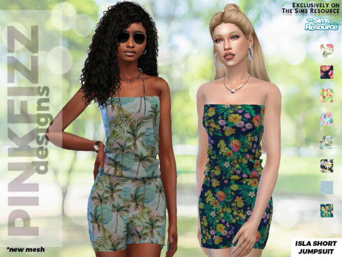 Sims 4 Isla Short Jumpsuit by Pinkfizzzzz at TSR