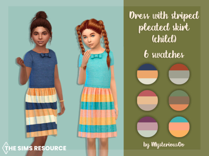 Dress With Striped Pleated Skirt (child) By Mysteriousoo