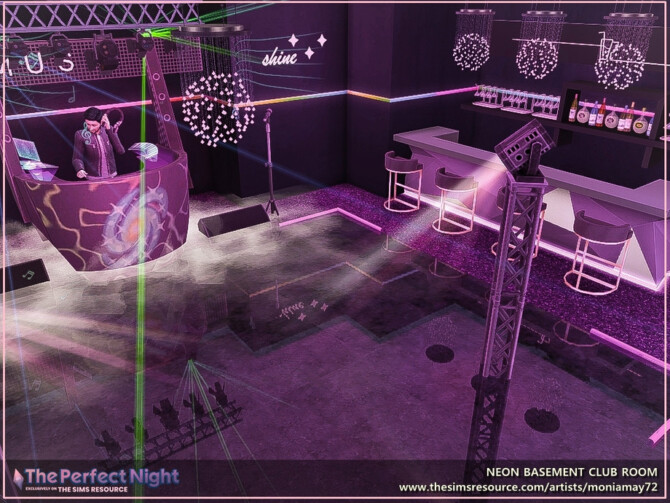 Sims 4 Neon Basement Club Room by Moniamay72 at TSR