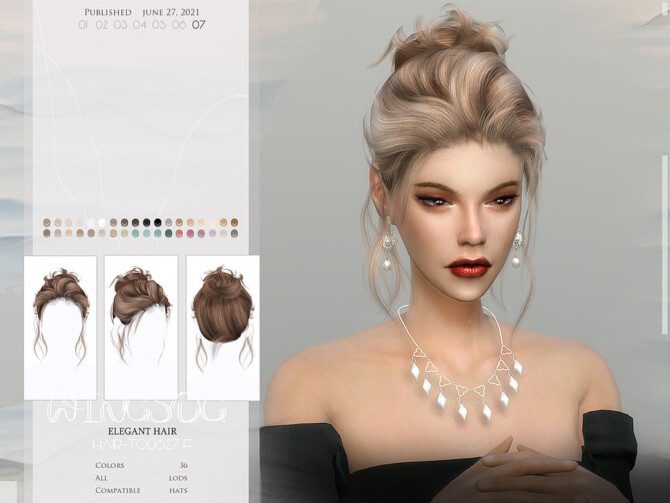 Sims 4 WINGS TO0628 ELEGANT HAIR by wingssims at TSR