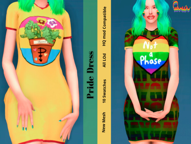 Sims 4 Pride Dress by couquett at TSR