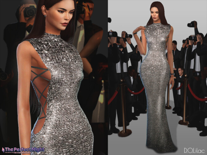Sims 4 Kendall Jenner Dress DO134 by D.O.Lilac at TSR