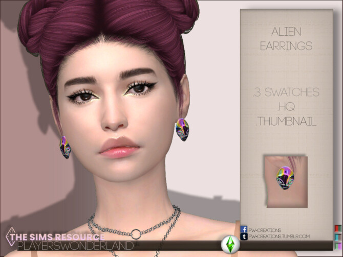 Sims 4 Alien Earrings by PlayersWonderland at TSR