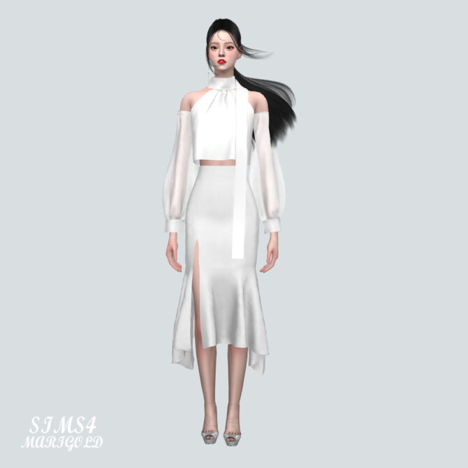 Sims 4 Chiffon OS Blouse With Midi Skirt at Marigold