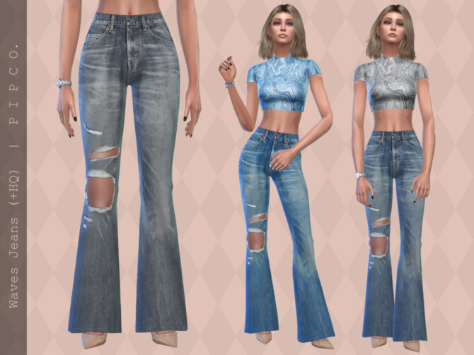 Sims 4 Waves Jeans (Flared) by Pipco at TSR