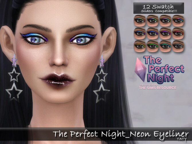 Sims 4 The Perfect Night Neon Eyeliner by tatygagg at TSR