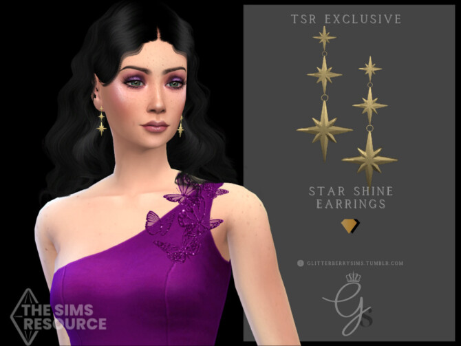 Sims 4 Starshine Earrings by Glitterberryfly at TSR